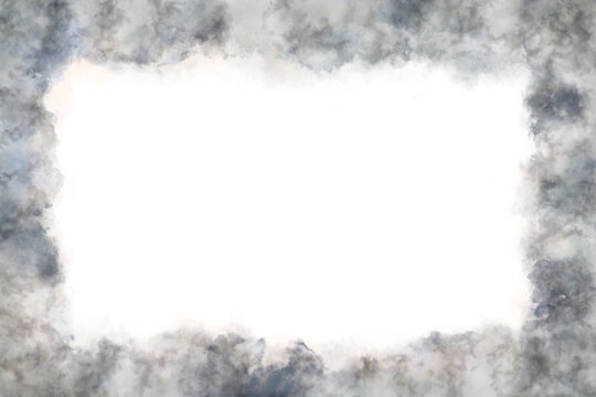 Dark Charcoal Fluffy Abstract Frame on Transparent Background