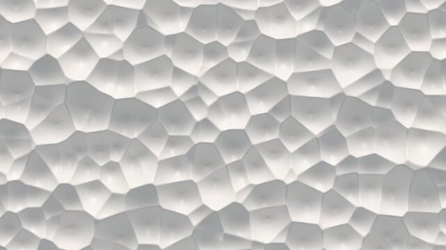 Voronoi noise cells on the surface. Bright, milky organic mesh motion background. Seamless loop.