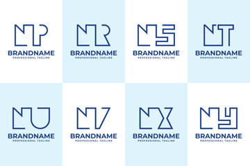 Letters NP NR NS NT NU NV NX NY Monogram Logo Set © Prayoga