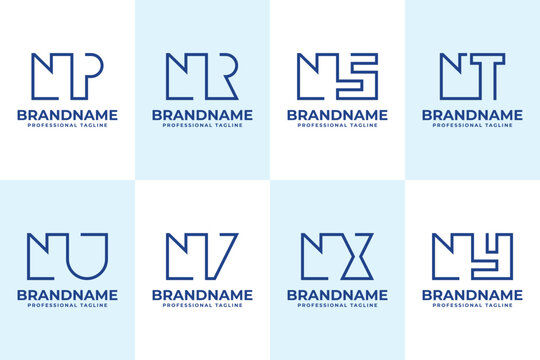 Letters NP NR NS NT NU NV NX NY Monogram Logo Set