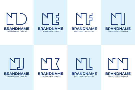 Letters ND NE NF NI NJ NK NL NN Monogram Logo Set