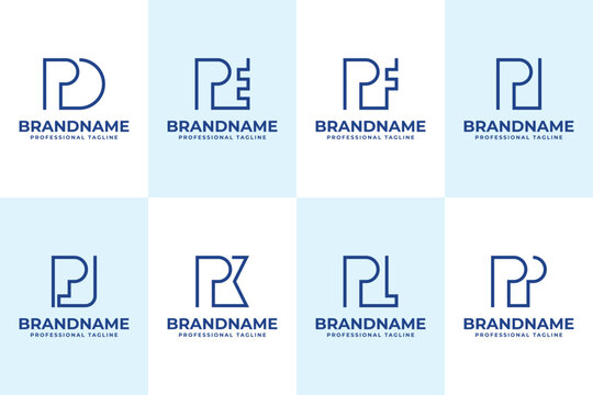 Letters PD PE PF PI PJ PK PL PP Monogram Logo Set