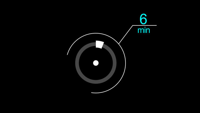 6 min clock loading icon illustration. Digital and analog clock 6 minutes isolated on white background. and creating a stunning illustration.4k illustration.