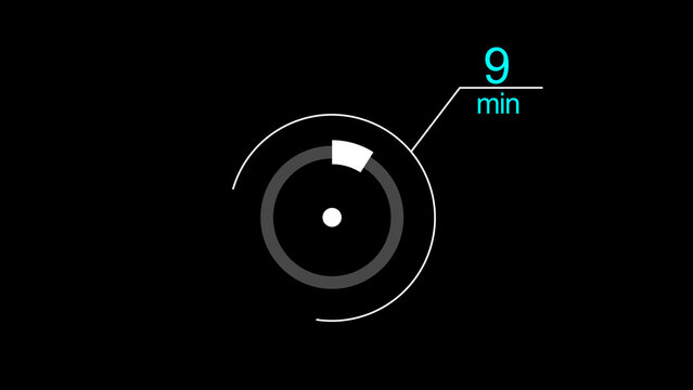 9 min clock loading icon illustration. Digital and analog clock 9 minutes isolated on white background. and creating a stunning illustration.4k illustration.