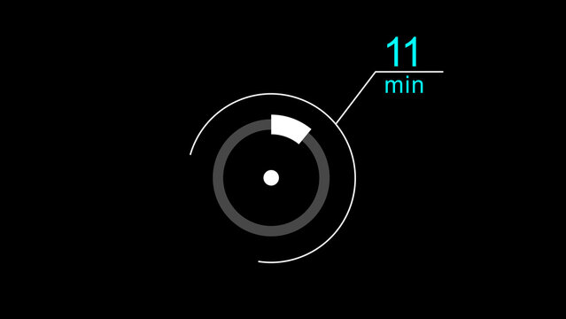 11 min clock loading icon illustration. Digital and analog clock 11 minutes isolated on white background. and creating a stunning illustration.4k illustration.