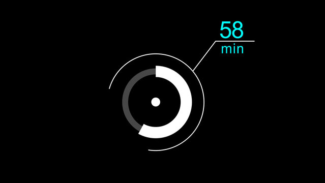58 min clock loading icon illustration. Digital and analog clock 58 minutes isolated on white background. and creating a stunning illustration.4k illustration.