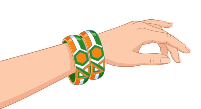 Hand wearing tricolor bangles symbolizing International Youth Day  