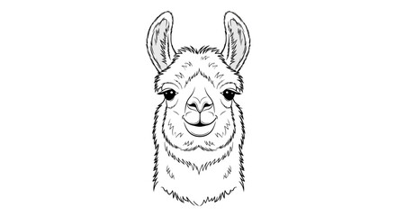 Naklejka premium Hand-drawn llama portrait, sketch style, isolated on white background