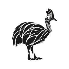 Fototapeta premium Casuarius casuarius black white illustration.