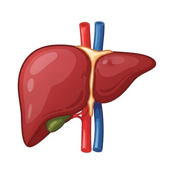 Liver anatomy with blood vessels.