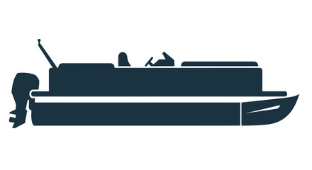 Pontoon Boat Silhouette Vector Icon - Marine Recreation and Travel © Fredik