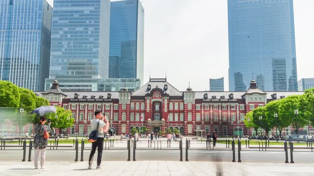 Tokyo Station Japan Timelapse &ndash; Busy City Front View 4K 24fps
