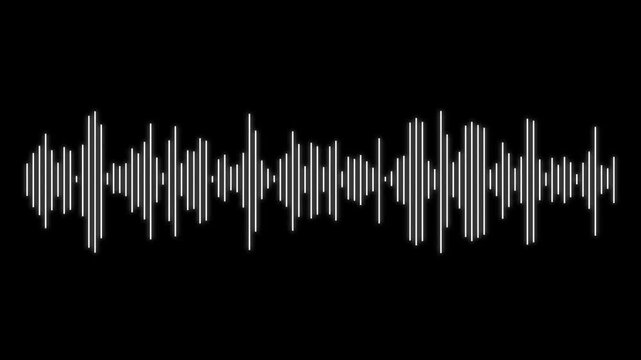Animated sound wave spectrum.Abstract white audio frequency waveform animation on transparent background, minimal music.4k