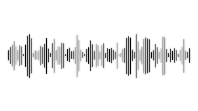 Animated sound wave spectrum.Abstract white audio frequency waveform animation on transparent background, minimal music.4k