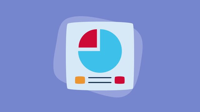 Animated graphic showing pie chart progress and data analysis on a digital screen.