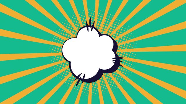 Dynamic comic book explosion motion background with empty speech bubble for text.