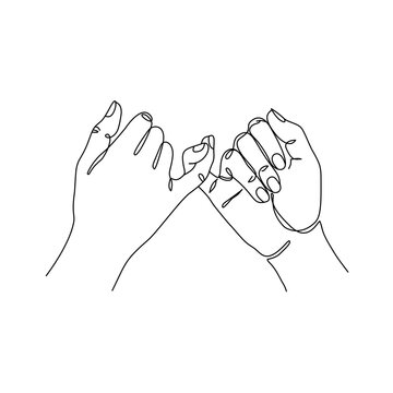 A promise between two people shown with entwined pinky fingers