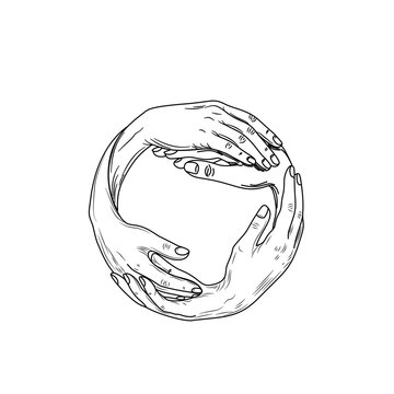 Circle of Helping Hands Illustration Symbolizing Unity and Support