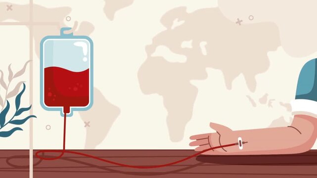 Vector video of blood donation or blood drawing process