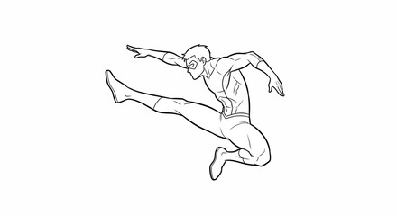 Dynamic superhero action pose, comic book style © raki