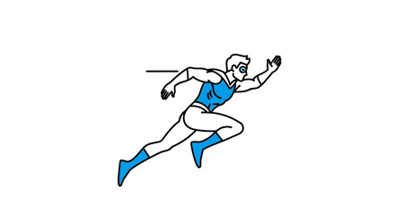 Fototapeta premium Dynamic superhero running fast, motion blur effect, isolated on white