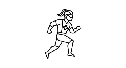 Obraz premium Female runner icon, marathon athlete, outline drawing