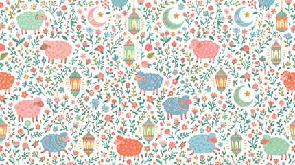 Naklejka premium Seamless floral vector pattern with flowers and leaves for vintage wallpaper textile design decoration in pink spring summer style