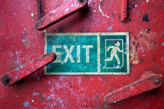 Exit sign on ship door