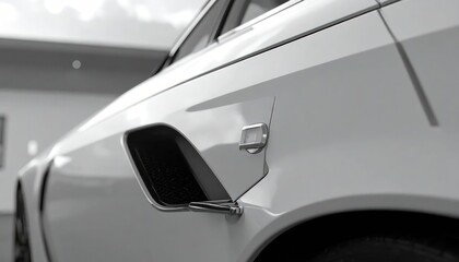 Fototapeta premium Close-up Black and White Detail of a Vintage Car Side Vent.