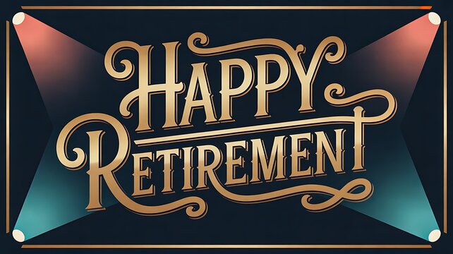 Happy retirement decorative typography banner for celebration greeting and farewell event