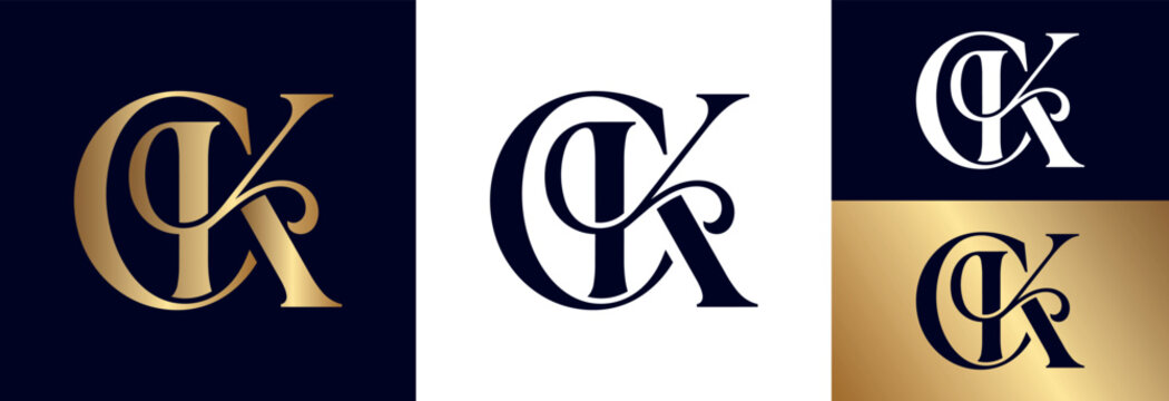 Elegant CK monogram logo, luxury brand identity, sophisticated classic typography.