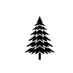 Obraz premium Stylized Black Silhouette of a Pine Tree Icon - Simple Evergreen Conifer Symbol for Nature and Forest Designs and Logos