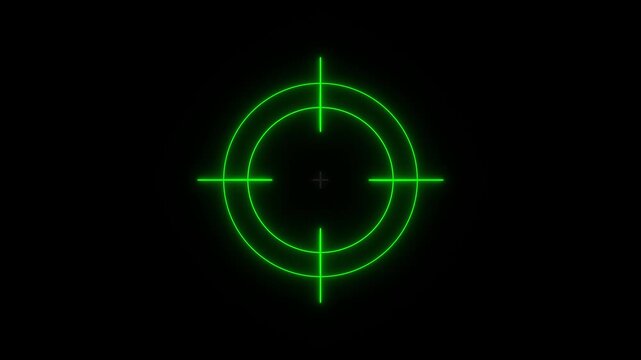 Neon green target scope crosshair on black background for gaming or military themes
