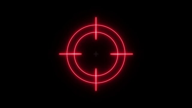 Neon red target scope with crosshairs on black background for aiming or gaming applications scope crosshairs