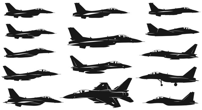 Silhouette Squadron: A formation of jet airplanes soar gracefully, against a clear sky, showcasing speed and aviation prowess.