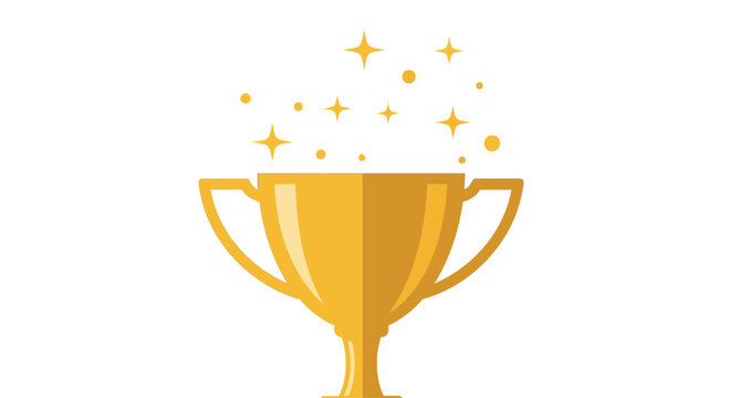 Golden Trophy Cup with Sparkling Stars.