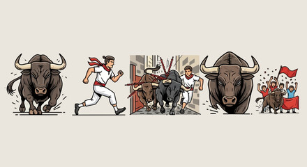 Running Bulls Festival: People and Bulls in Action © ANAK