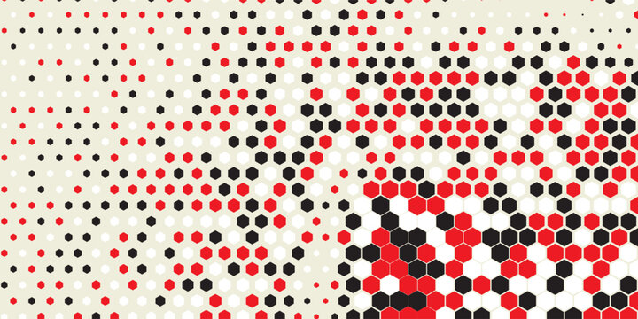 horizontal halftone of black hexagon design for pattern and background. format vector.