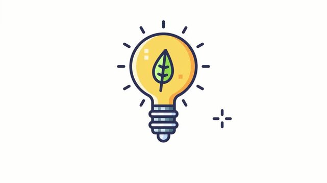 A creative vector illustration of a bright light bulb icon symbolizing a business idea and innovative solution through electric energy and design inspiration