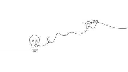 Continuous line light bulb idea concept vector illustration, minimal creative thinking and innovation symbol © AhmadTriwahyuutomo