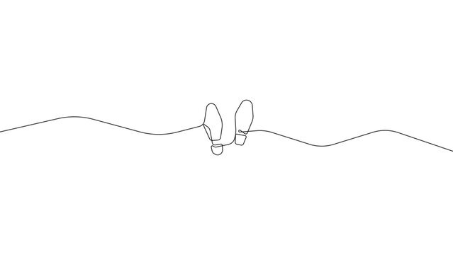 Continuous line footsteps icon isolated on white background, minimal outline editable vector illustration.