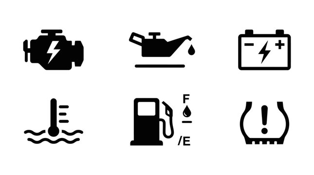 Car warning light icons dashboard symbols.