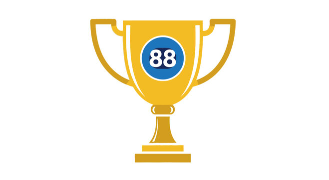 Golden Trophy with Number 88 Icon Representing Achievement and Success.