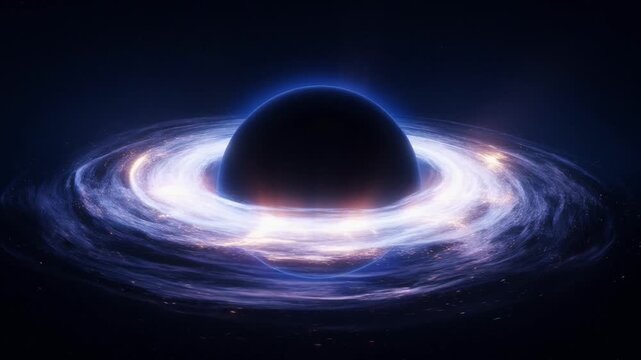 Celestial Abyss: A mesmerizing depiction of a black hole in the vast expanse of space, showcasing a swirling vortex of cosmic energy around the event horizon.