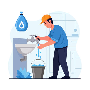 Man Washing Hands with Clean Water from Faucet in Bathroom.