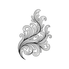 Fototapeta premium Elegant Black and White Floral Ornament Design on White Background.