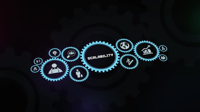  Enterprise scalability and modular expansion concept using connected gear mechanisms for business growth.