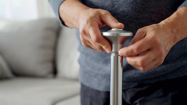Elderly person holding a cane for immersive visual experiences and creative projects