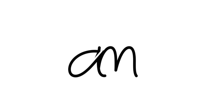 AM Letter Mark: A sleek and minimalist design featuring the connected letters a and m in elegant script, perfect for branding or logo concepts.