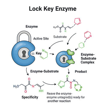 Enzyme Lock and Key Mechanism Model.